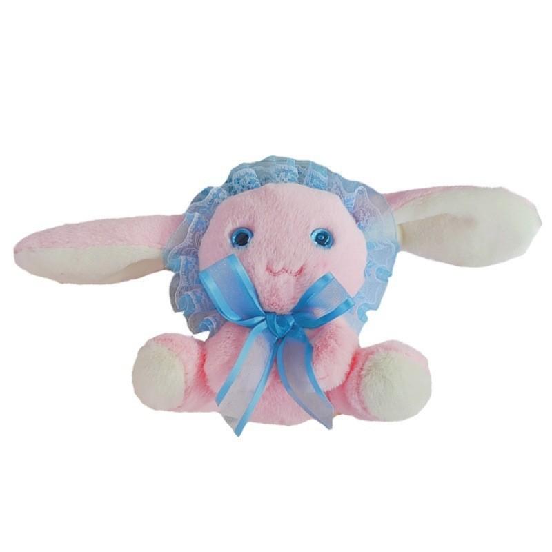 Adorable Bow Bunny Plush Toy Cute Dog Doll Backpack Pendant Keychain Stuffed Animal