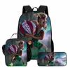 Kids Cartoon Backpack Set With Lunch Bag Pencil Case Ergonomic School Grade 1-2 Students Oxford Fabric Breathable