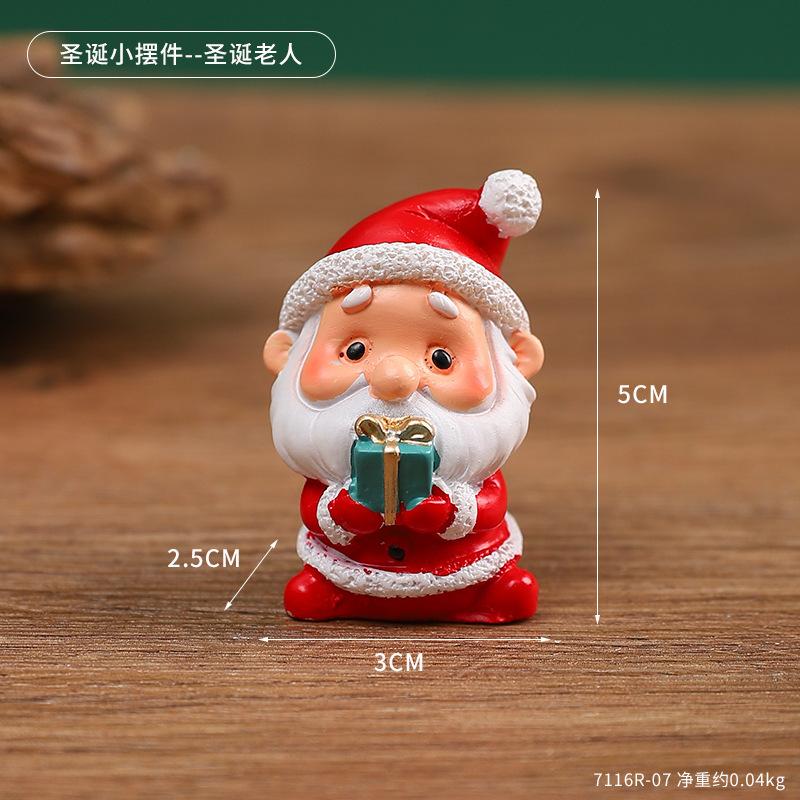 Christmas Mini Resin Figurines Christmas Decorations Ornament Desktop Cute Santa Clause Snowman Elk Ornament Navidad Xmas Decor