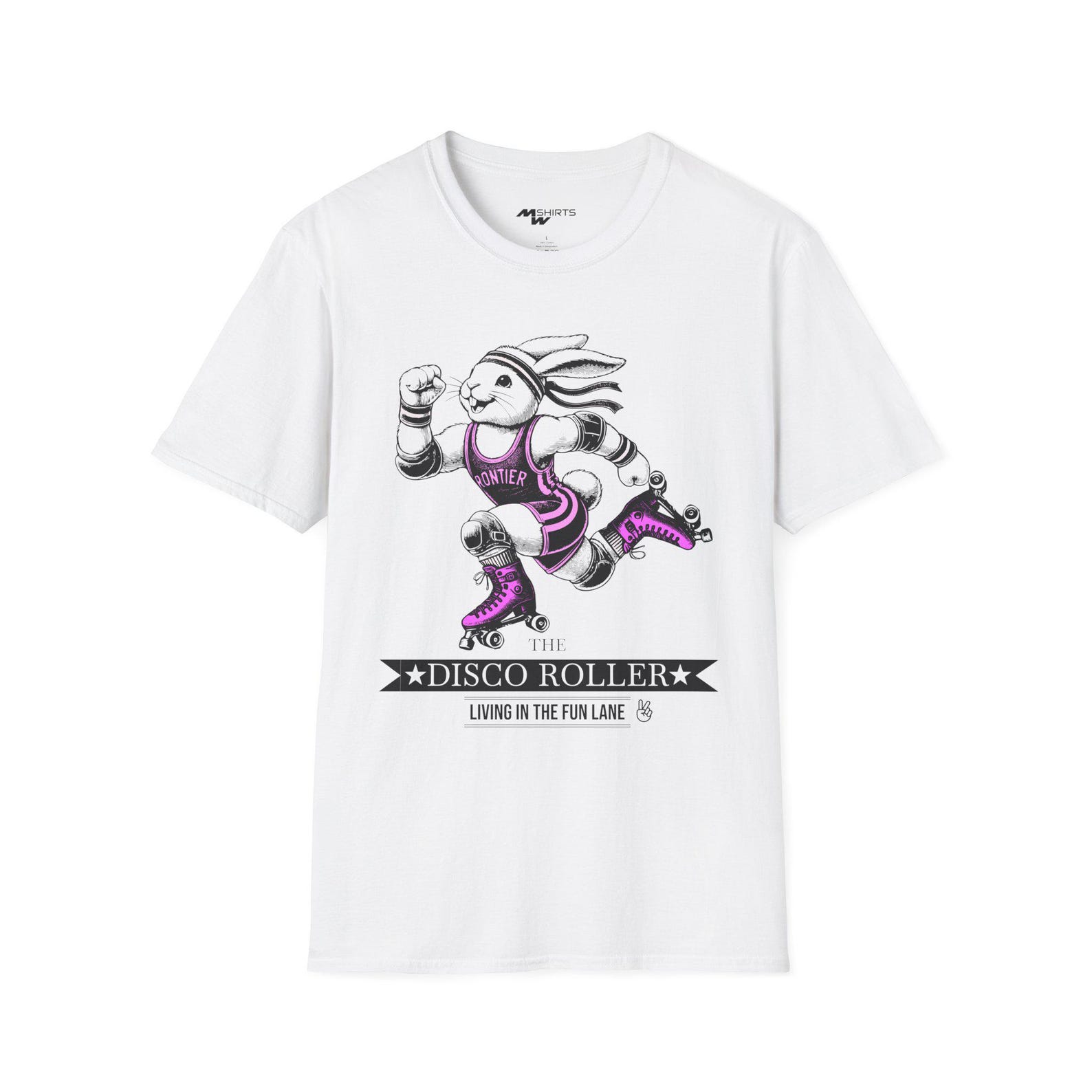 Rollerskating Bunny T-Shirt: Retro Disco Roller Graphic Tee 4XL