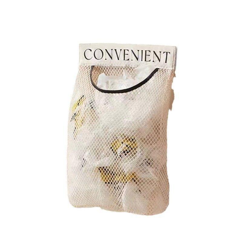 

Large-capacity Garbage Bag Holder Hanging Mesh Bags Wall-Mounted Fruit Organizer Storage Tools Net Kitchen Cabinet Accessories 1pcs бежевий