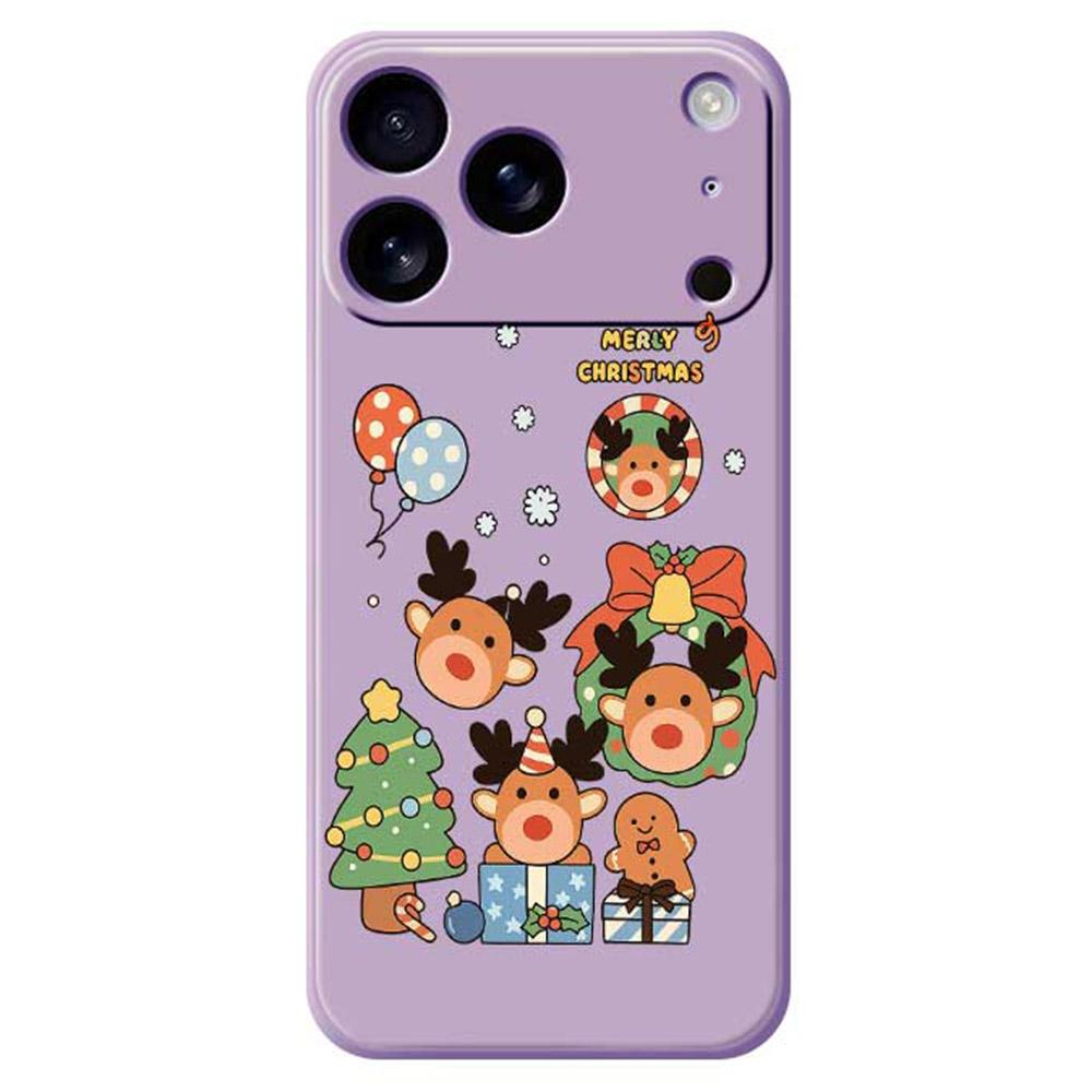 

For iPhone 17 Pro Max Case Christmas Gift Deer Pattern Printing Straight Edge TPU Phone Back Cover Purple