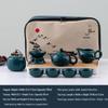 Portable Ceramic Tea Set with Tray - Custom Engraved Anniversary Gift