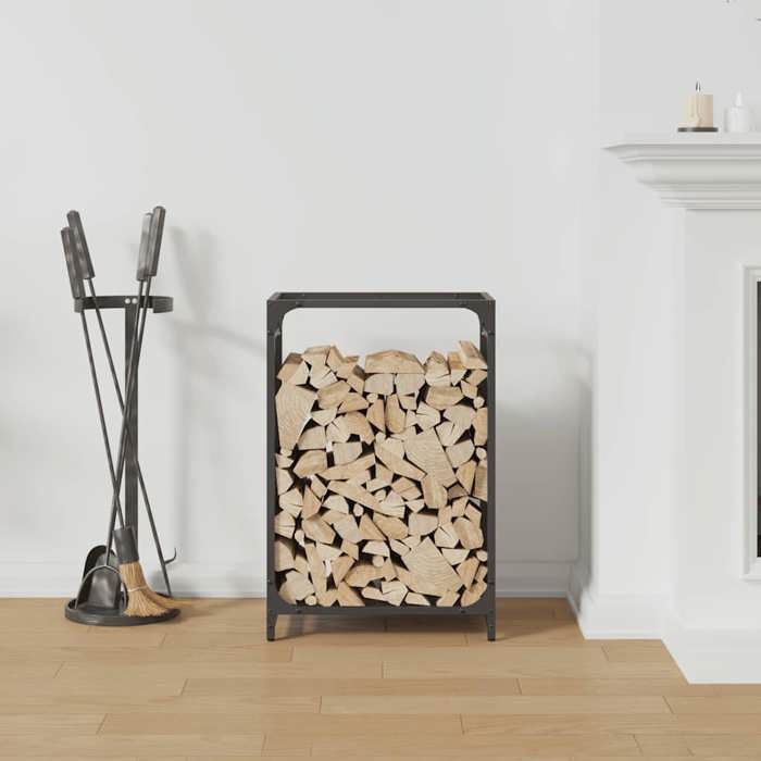 VidaXL Portant de bois chauffage noir 44x28x65 cm, support à bûches de cheminée, support à bûches, support à bûches, 864195