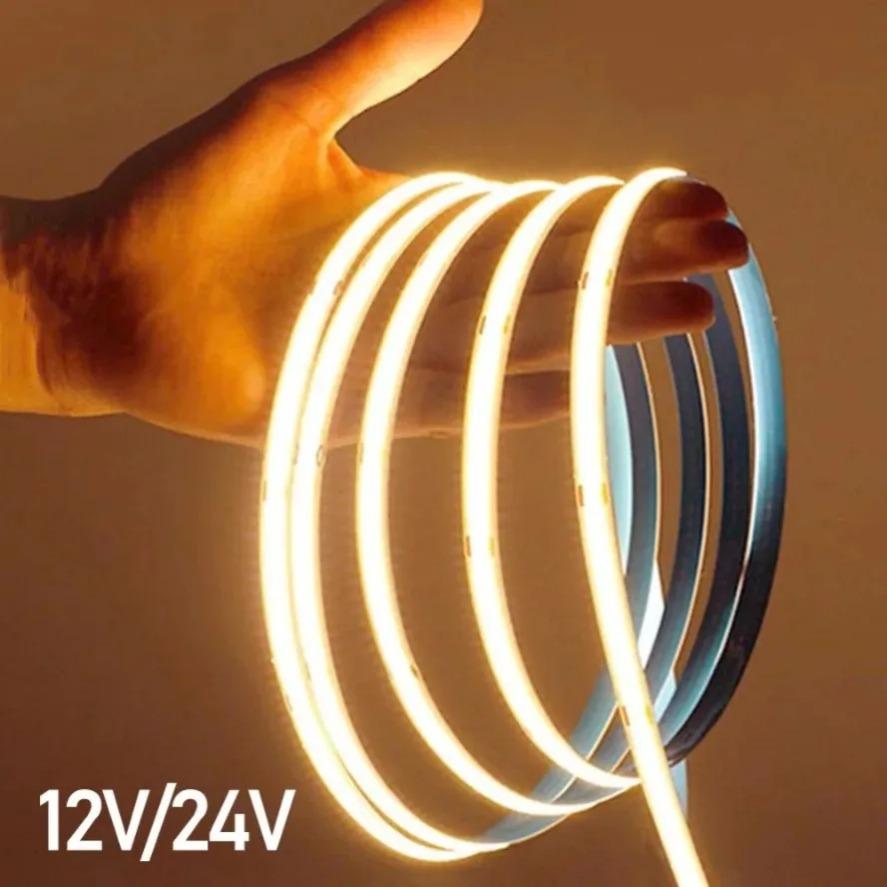 320LED 1-10m Dimmable LED COB Strip DC 12V 24V FOB Lights for Room Bedroom Decor High Density Soft Flexible Neon Tape Light Lamp