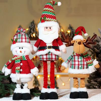 New Christmas Snowman Telescopic Doll Santa Claus Window Scene Christmas Decoration Knitted Elk Doll Home Decoration