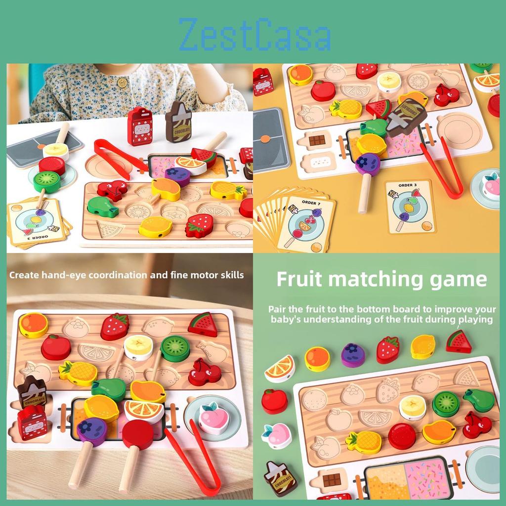 Early Puzzle Education Wooden Play Food Toys Children Fruit Skewer Gift Fun