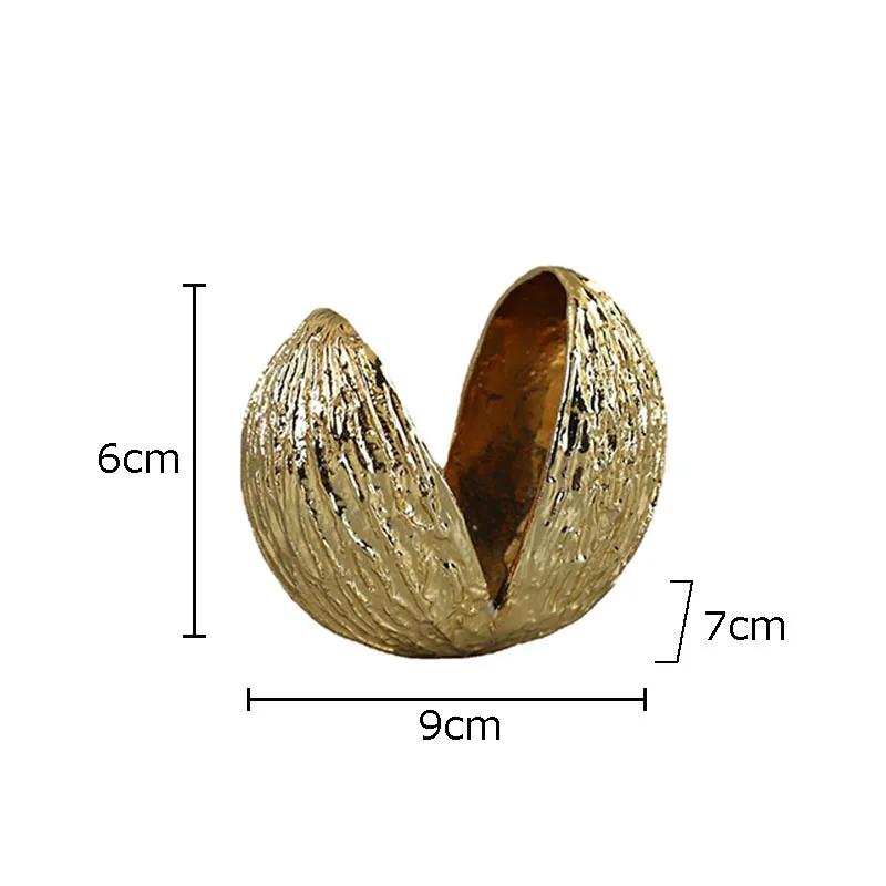 

Golden Nut Shell Copper Artwork Ornaments Desk Decoration Gold-plated Nut Shell Sculpture Abstract Crafts Modern Home Decor