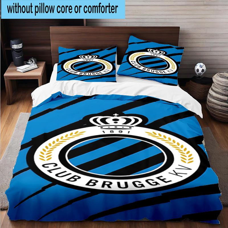 Set Biancheria da Letto con Stemma FC Brugge 3 Pezzi, Include 1 Copripiumino e 2 Federe Perfetto per Camera da Letto, Dormitorio, Regalo di Natale per Fan