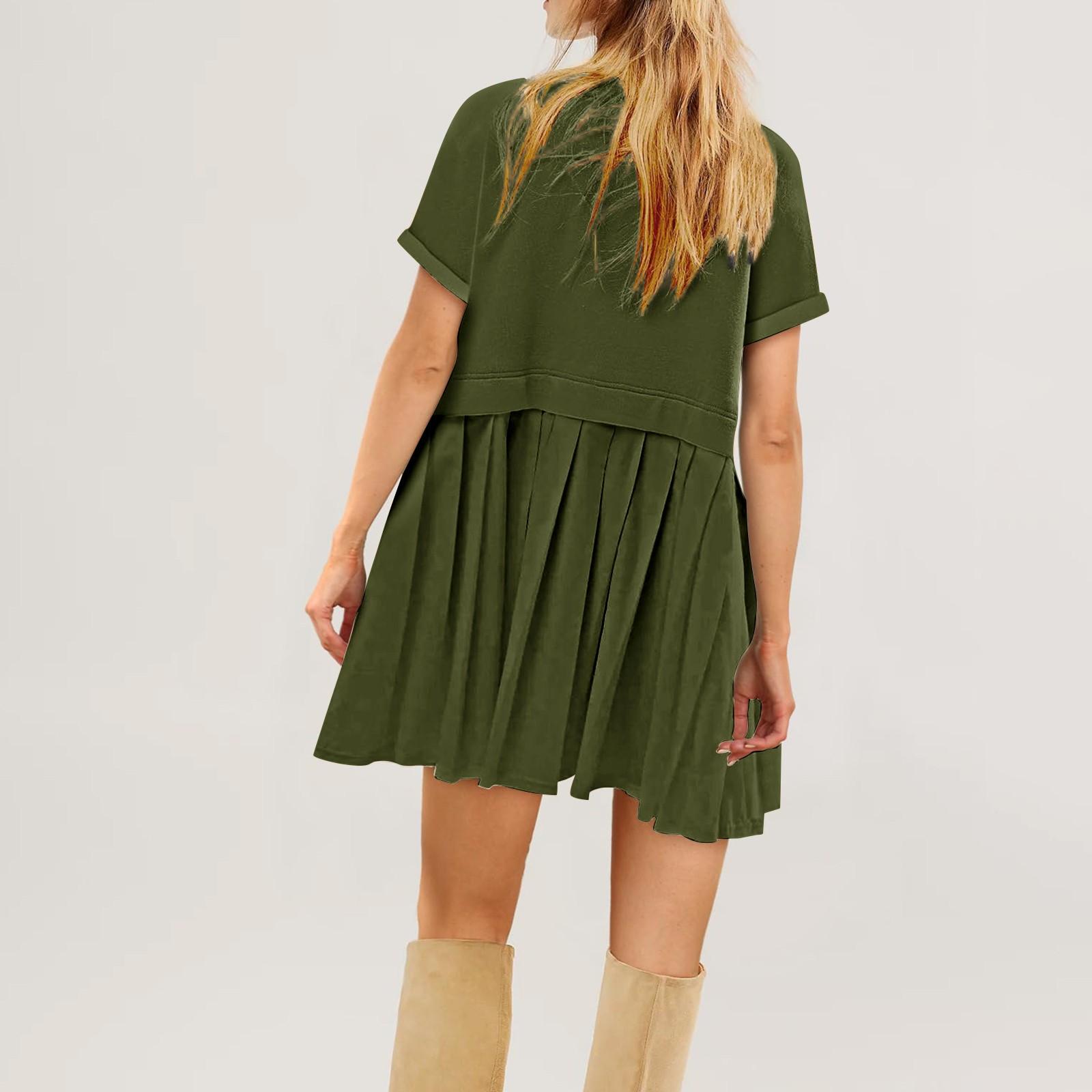 Женское милое плиссированное платье в стиле пэчворк — фото 6