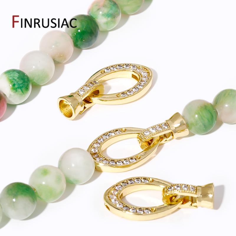 18K Gold Plated Zircon Fasteners Accessories Closure Lock Clasps For DIY Needlework Beads Pearls Jewelry Making Findings