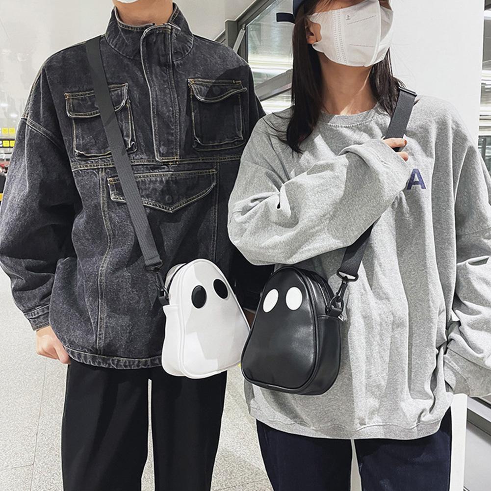 Ghost Funny Leather Shoulder Bag Lovely Fun Devil Fashion Crossbody Handbags Small Portable Casual Satchel Bag Zipper for Travel