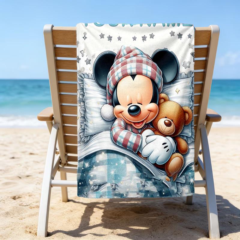 1pc Mickey3 Beach Towel with Custom Name, Beach/Swimming/Bath/Picnic/Camping Towel, Suitable for Seaside Beaches