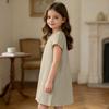 Girls Casual Short Sleeve Dress Lightweight Breathable Summer Dress Made from Cotton Linen Fabric Comfortable Fit Simple Design