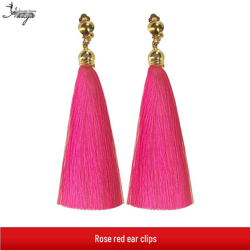 Huayu Dance Earrings: Square, Latin, Belly & Indian Dance Tassel Performance Jewelry