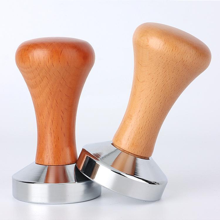 Stainless Steel Coffee Tamper, 51/53/58mm, Wooden Handle, Solid Powder Distributor