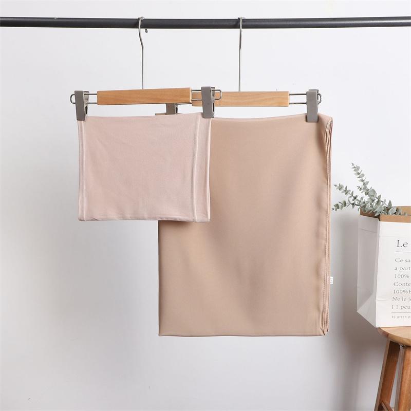 Instant Chiffon Hijab With Undercap Solid Color Basic Stretchy Pullover Headscarf Outdoor Thin Breathable Sunscreen Head Wrap