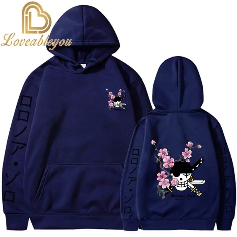Jednoczęściowa bluza z kapturem męska damska japońska anime Luffy Roronoa Zoro Sanji Unisex Harajuku moda swobodna bluza