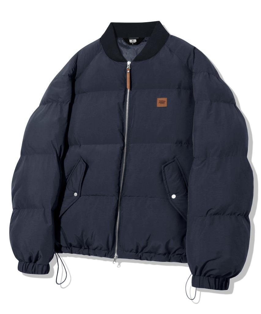Trillion Leather Patch Puffer Jacket_Navy