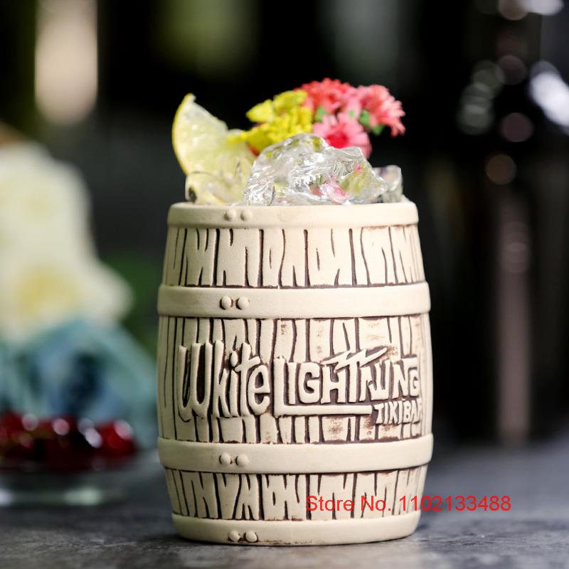 Hot White Lightning Wine Barrel TIKI Bar Keramikk Cocktailglass Klassisk amerikansk stil Pina Colada Maitai Drikkekopp Ølkrus