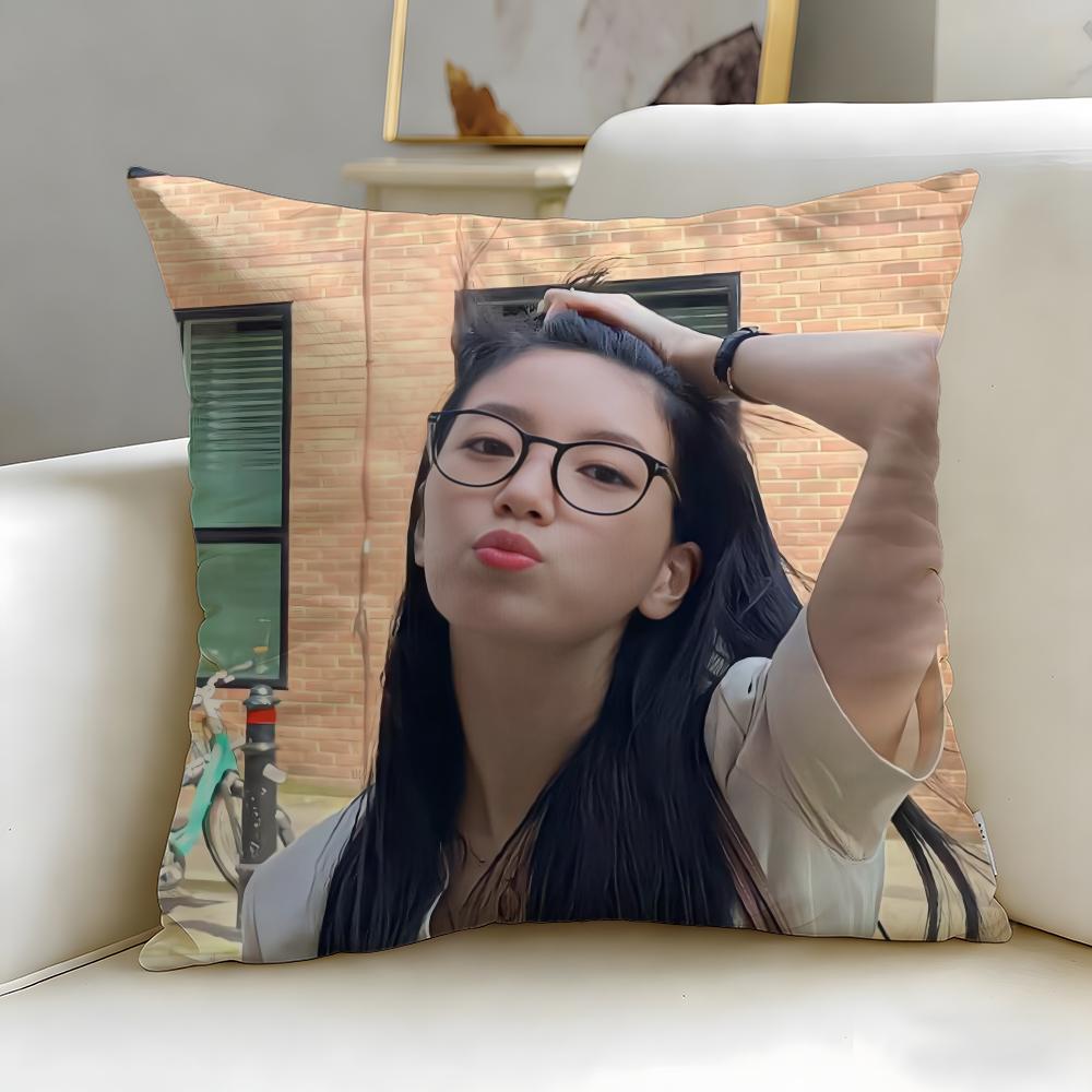 Popular Actress Bae Suzy Cushion Cover Soft  EasyWash Pillow Case  Versatile for Couch Bed Travel and Office