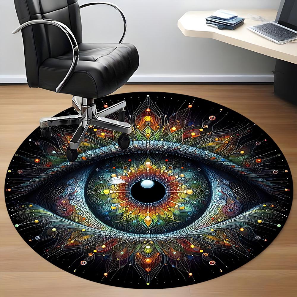 1pc Psychedelic Eye Print Chair Carpet for Office Non-Slip, Machine Washable Rug for Office, Room - Holiday Decor, Machine Made yy251016069