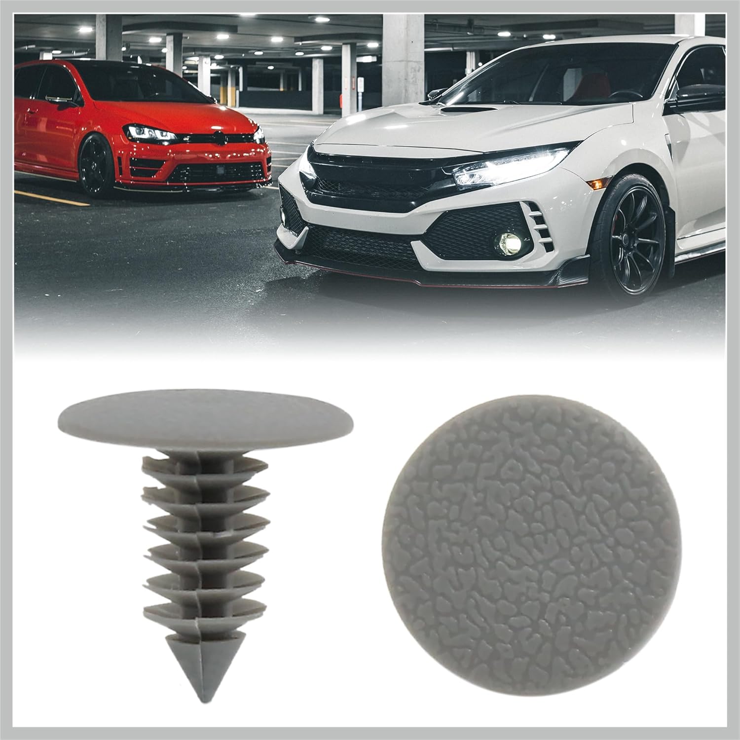 

50 Pcs Gray Plastic Door Bumper Push Rivets Clip 8.5mm for Auto Car Replacement Car Parts