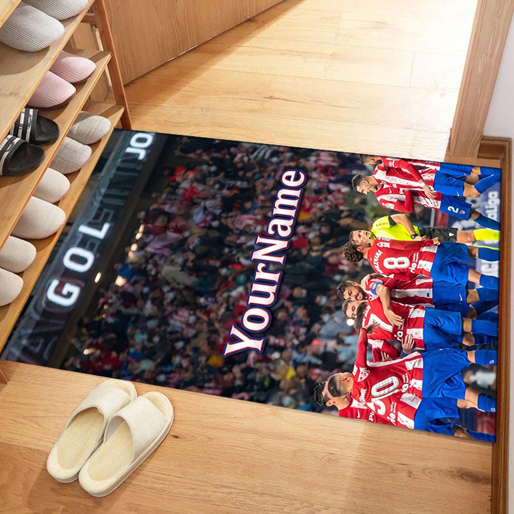 Atletico Madrid Customize Your Name Area Rug Perfect for Outdoor Study room Bedrooms Entryway Anti-slip Rug Anime Office Decor Best for Christmas