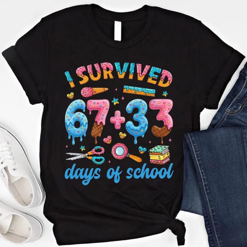 I Survived 6733 Days of School Shirt 100 Days School Tee Funny Student School Sweatshirt Cute Classroom 100th Day Shirt