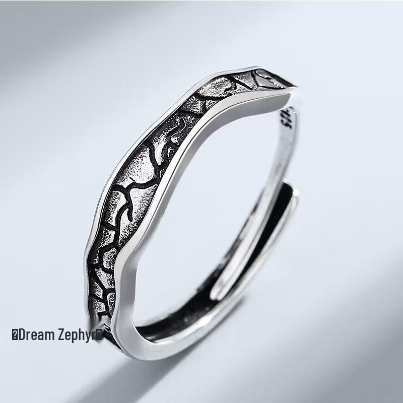 Pánský nastavitelný retro hip-hopový prsten na ukazováček - Otevřený, univerzální jednoduchý trendy prsten