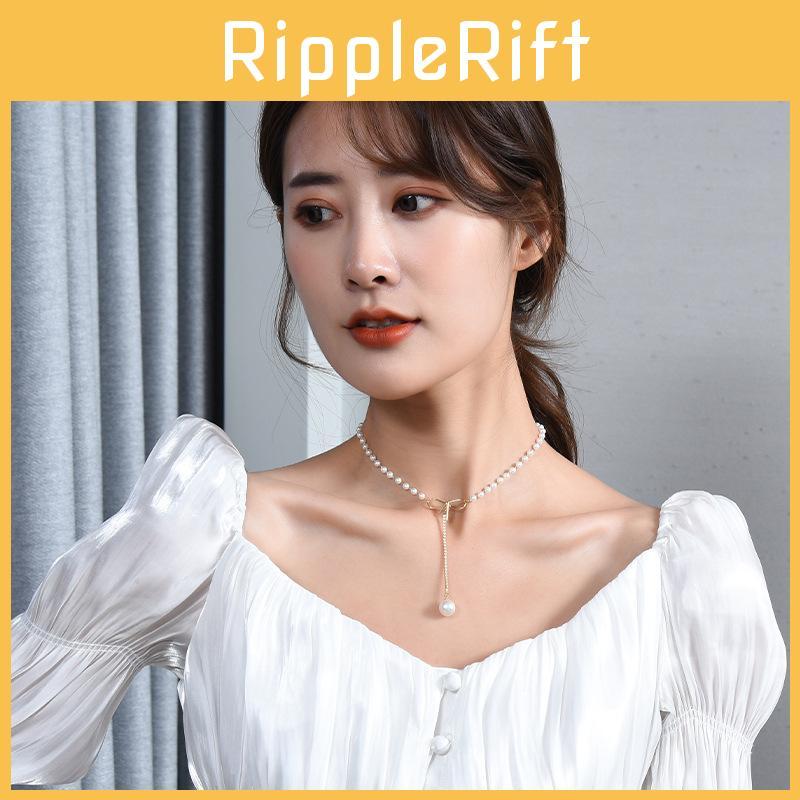 Elegant Butterfly Knot Pearl Necklace For Women In Trendy Korean Style With Unique Design Features