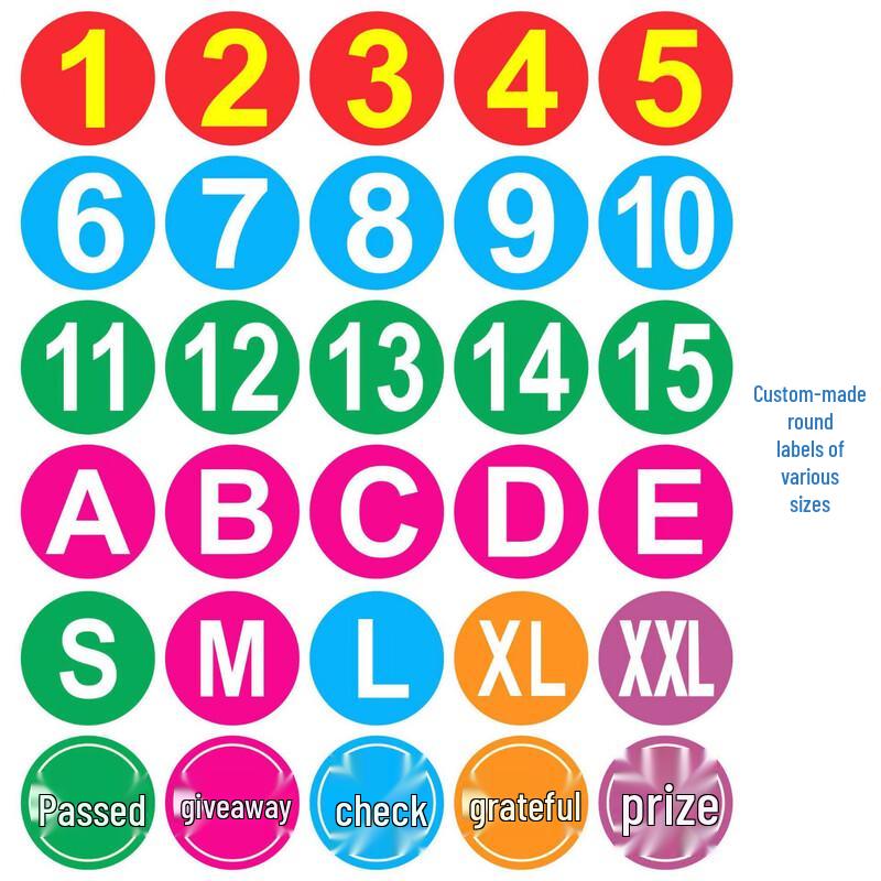 Self-Adhesive Red Round Number Stickers