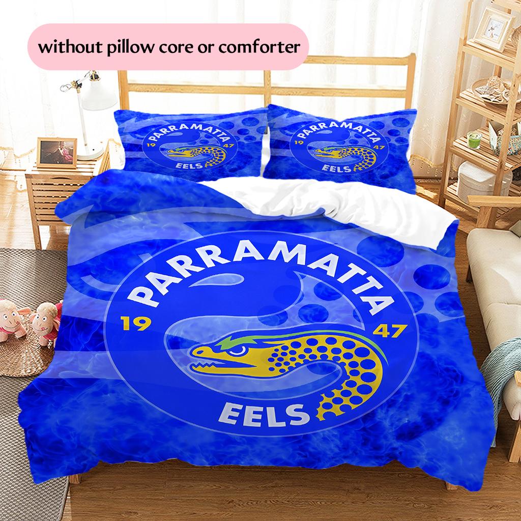 Biancheria da letto con motivo Parramatta Eels Decorazione per la casa Regalo di compleanno e festa (1 * copripiumino + 2 * federa, senza nucleo)