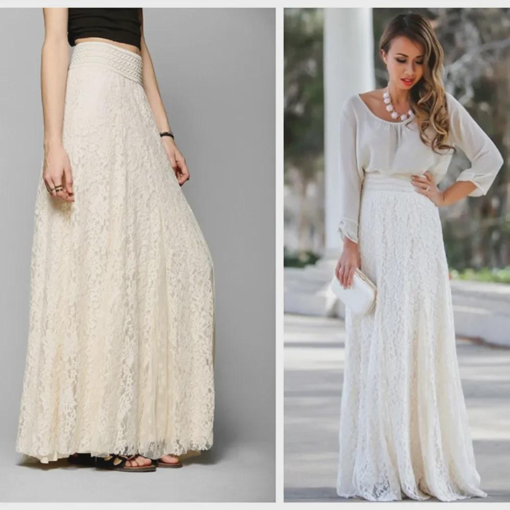 European & American Style Slim Fit High Waist Hollow Lace Mid-Length Swing Skirt