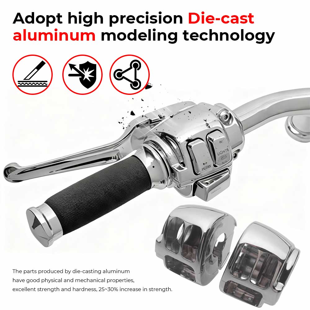 Motorcycle Accessory Handlebar Control Switch Housings Cover Kit Aluminum Chrome For Harley Davidson 2014-Later XL Dyna Softail
