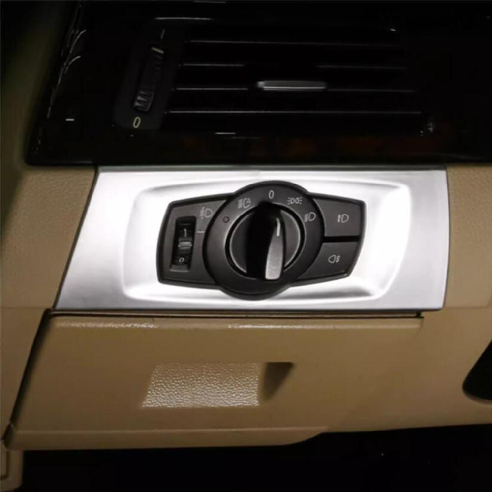 YAQP6 BMW 3 serijai E90 E92 E93 2005-12 ABS Automobilio stiliaus priekinių žibintų jungiklio mygtuko rėmelio apdailos dangtelio lipdukai Automobilio interjero aksesuarai