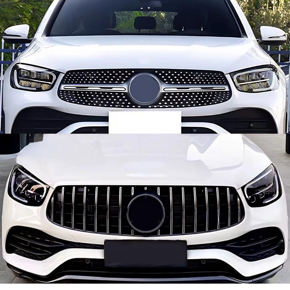 For Mercedes GLC X253 2020-2025 Front Bumper Grille Black Diamond Mesh Grill Panel Accessories GLC200 GLC220 GLC300 AMG Style