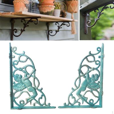 2 Stück Retro Wandregalhalterungen Schwerlast Metall Rustikal Dekorative Dreieckige Stützen für Garten