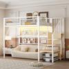 Iron Bed, Loft Bed 90*200, for Children and Teenagers, with App-controlled LED Light Strips, Stairs with Storage, Open Wardrobe, Black White