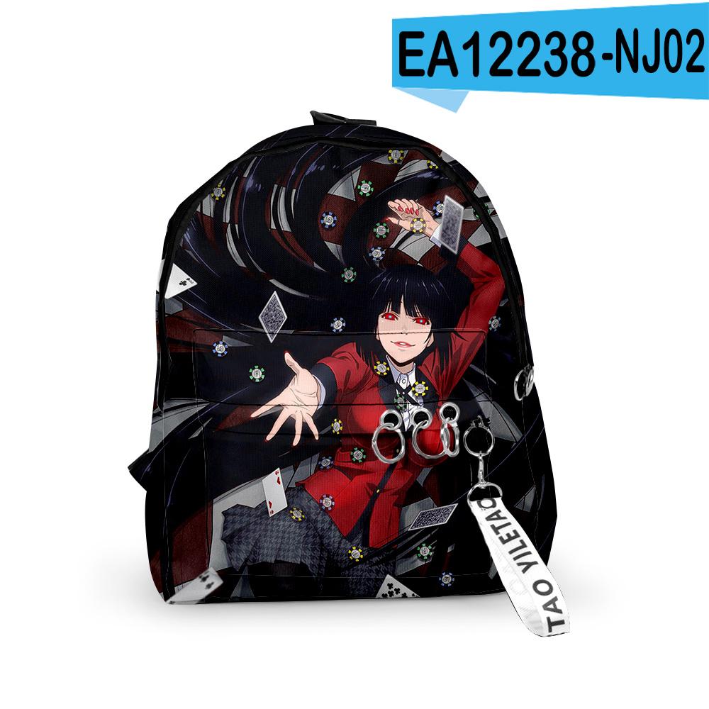 Sacs à dos Kakegurui Meari Saotome Classiques pour Garçons/Filles Élèves Sacs d'École Impression 3D Porte-clés Oxford Imperméable Mignons Petits Sacs à Dos