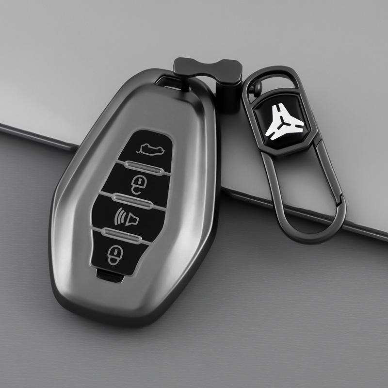 Chery Exeed Key Case for Tiggo 7, TX, Lanyue/Lingyun, Zhuifeng - Titanium Gold Gray with Buckle