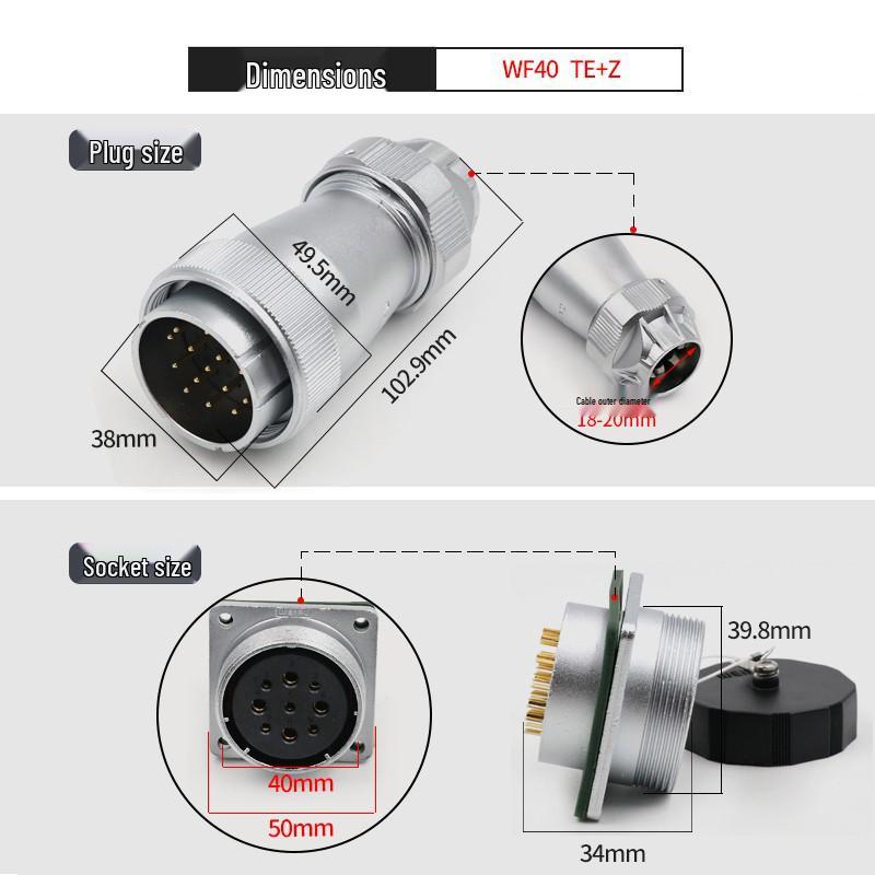 WEIPU WF40 Core TE/Z Waterproof IP67 Aviation Plug Socket