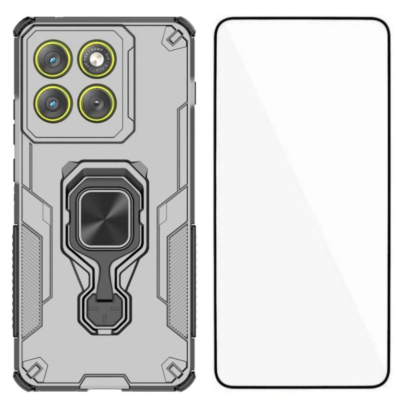 For Motorola Edge 70 5G Phone Case WANLONFENG PC TPU Back Cover Kickstand with Tempered Glass