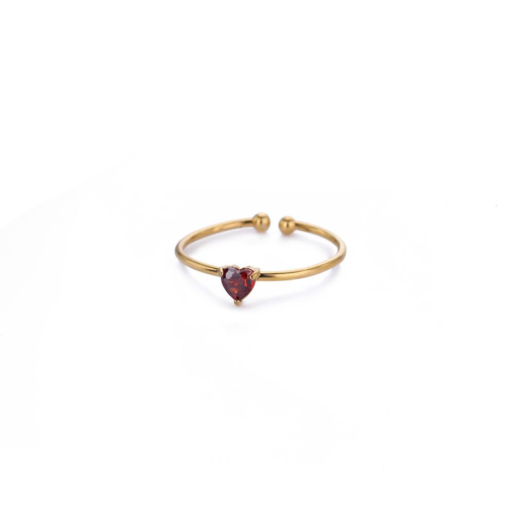 Fashion Zircon Heart Birthstone Rings For Women Stainless Steel Color Birthstone Ring Aesthetic Wedding Jewelry Gift