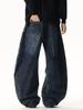 Unisex Retro Star Design Frayed Edge Wide Leg Jeans