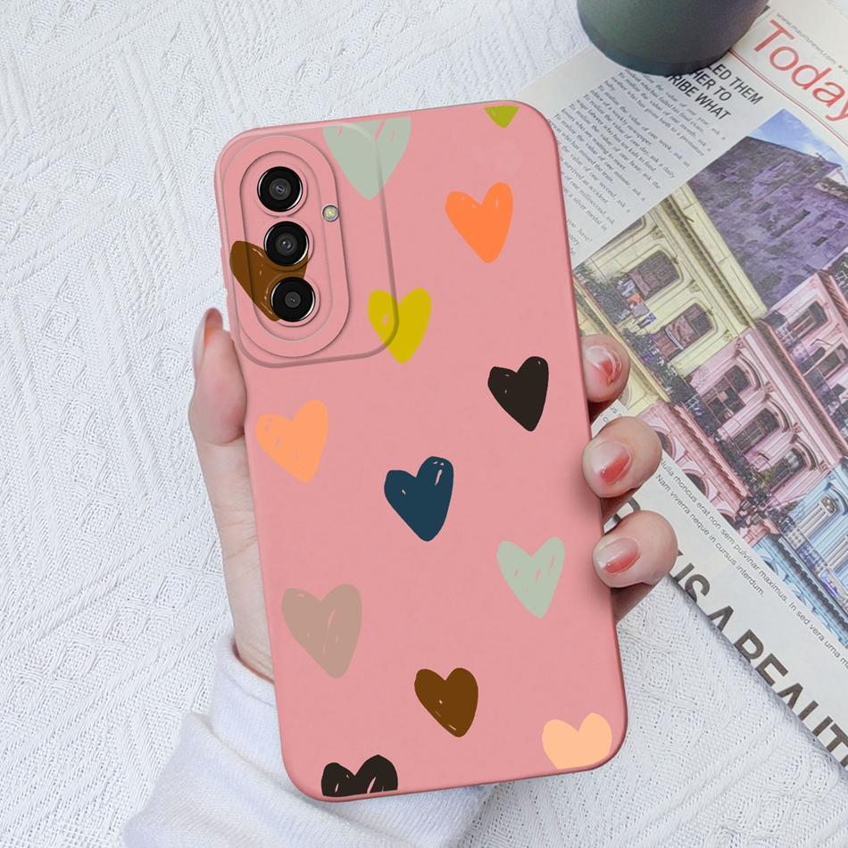 For Samsung Galaxy M13 M14 Phone Case Love Heart Upgrade Camera Protection Liquid Silicone Back Cover For Samsung M 13 14 Capa