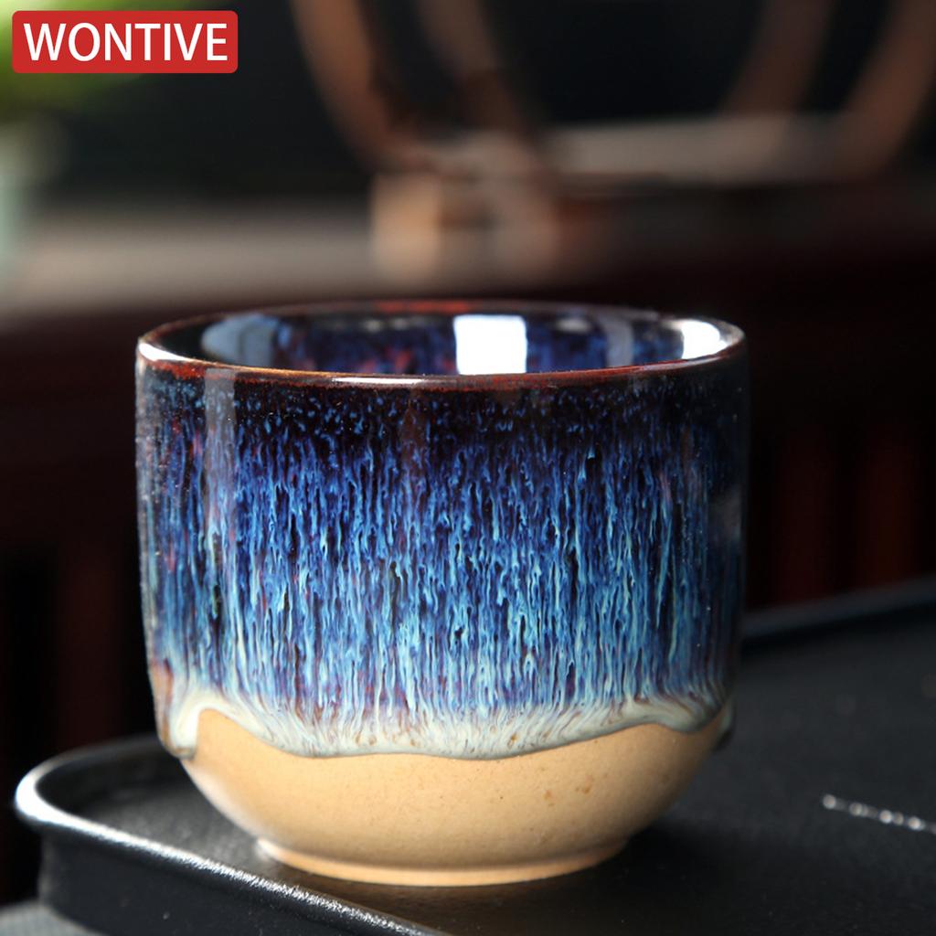 Kiln Change China Ceramic Tea Cup Pottery Jianzhan Drinkware  Temmoku Glaze Porcelain Kung Fu Cups Set for Water Latte Milk