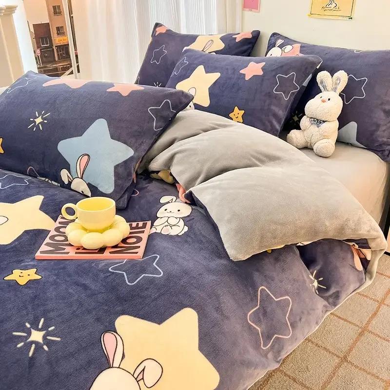 150x200cm Printed Plush Duvet Cover Winter Warm Constant Temperature AB Style Bed Sack Home Furnishing Children Bedding Article