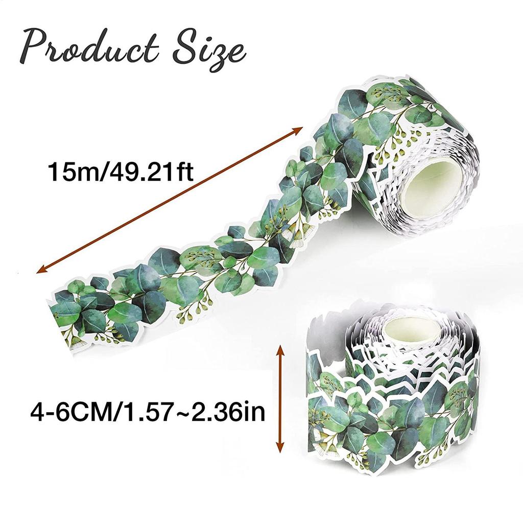 Paper Eucalyptus Border Bulletin Board Sticker Decorative Whiteboard Trim Border Trim Leaf Border Decals For Classroom