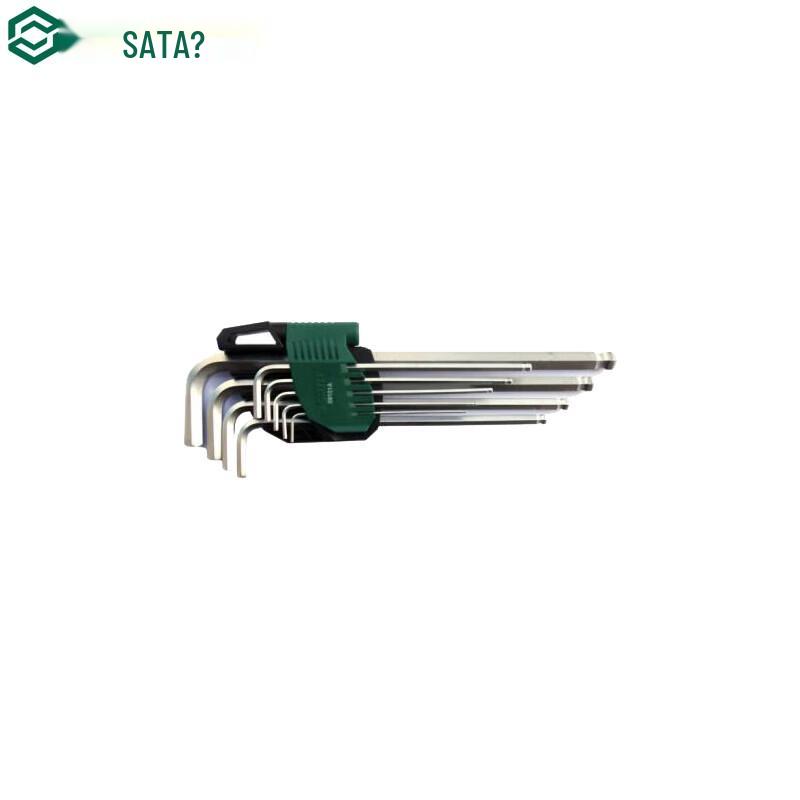 SATA 9-Piece Cr-V Extra Long Ball End Hex Key Wrench Set Cr-V